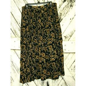 Drawstring Pleated Floral Sunflower Skirt
